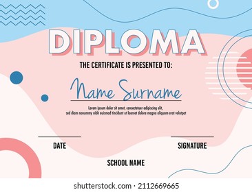 Diploma certificate concept template, with abstract background illustrations. vector 
