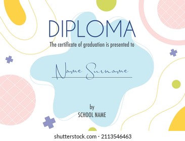 Diploma certificate concept template, with abstract background illustrations. vector 