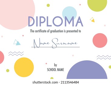 Diploma Certificate Concept Template mit abstrakten Hintergrundillustrationen. Vektorgrafik 