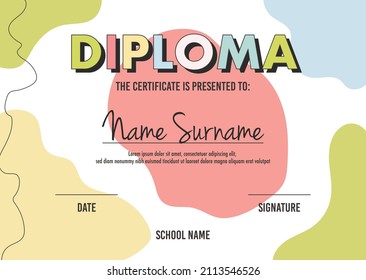 Plantilla de concepto de certificado de diploma, con ilustraciones de fondo abstractas. vector 