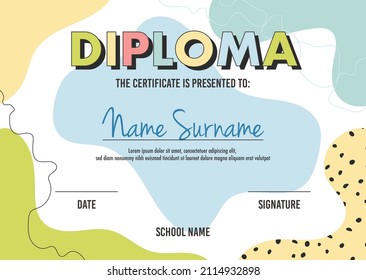 Diploma certificate concept template, with abstract background illustrations. vector 