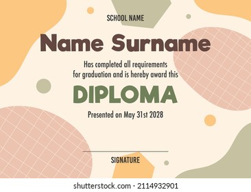 Diploma certificate concept template, with abstract background illustrations. vector 