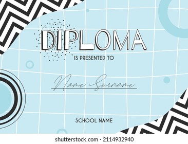 Diploma certificate concept template, with abstract background illustrations. vector 