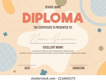 Diploma certificate concept template, with abstract background illustrations. vector 