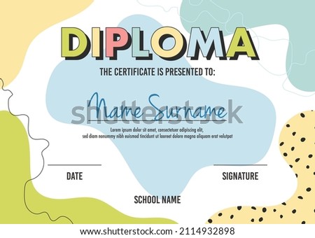 Diploma certificate concept template, with abstract background illustrations. vector 