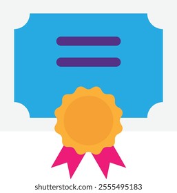 Diploma Certificate Degree Icon Vector Flat Illustration