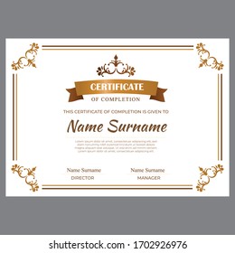 Diploma certificate design vector template