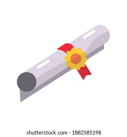 diploma certificate graduation flat style icon vector illustration design