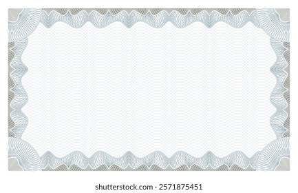 Diploma certificate. Guilloche frame for gift voucher certificate, coupon and cheque, banknote. Security paper with guilloche pattern. Blank diploma template with editable stroke vector.