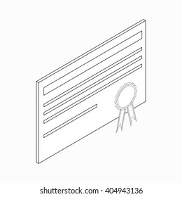 Diploma or certificate icon, isometric 3d style