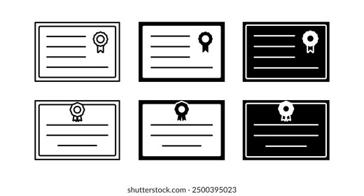 diploma certificate icon set, certificate symbol design isolated on white background.