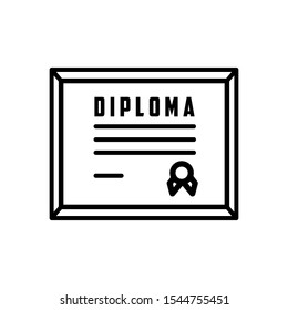 Diploma, certificate line flat vector icon for mobile application, button and website design. Illustration isolated on white background. EPS 10 design, logo, app, infographic.