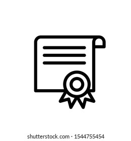 Diploma, certificate line flat vector icon for mobile application, button and website design. Illustration isolated on white background. EPS 10 design, logo, app, infographic.