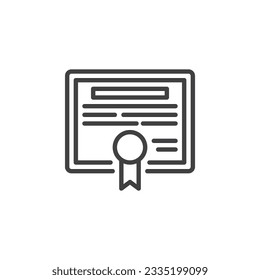 Diploma certificate line icon. linear style sign for mobile concept and web design. Certificate or diploma outline vector icon. Symbol, logo illustration. Vector graphics