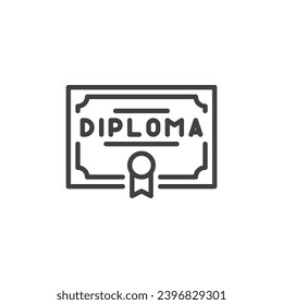 Diploma certificate line icon. linear style sign for mobile concept and web design. Diploma document outline vector icon. Symbol, logo illustration. Vector graphics