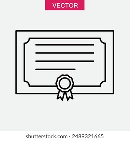 Diploma certificate line icon. simple flat black trendy style illustration on white background..eps