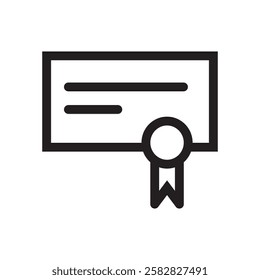 Diploma certificate line icon. simple flat black trendy style illustration on white background vector