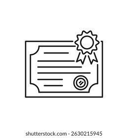 Diploma certificate line icon. simple flat black trendy style illustration on white background