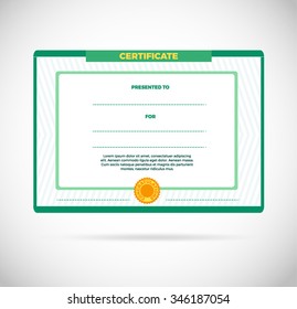 Diploma certificate, Modern Print design, with cup on background, blue colors vector illustration