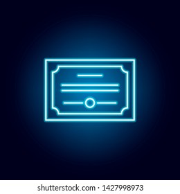 diploma, certificate outline icon in neon style. elements of education illustration line icon. signs, symbols can be used for web, logo, mobile app, UI, UX