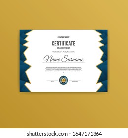 Diploma certificate with polygonal shapes premium vector template