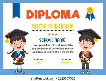 Diploma Certificate For Preschool And Elementary School Kids