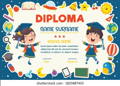 Diploma Certificate For Preschool And Elementary School Kids