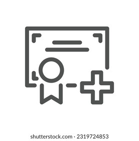Diploma and certificate related icon outline and linear vector.
