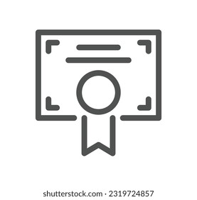 Diploma and certificate related icon outline and linear vector.