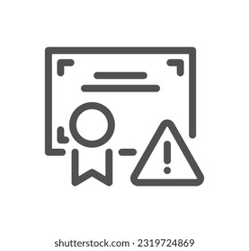 Diploma and certificate related icon outline and linear vector.