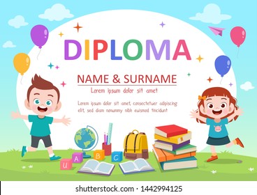 diploma certificate school vector illustration