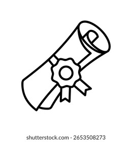 Icono de desplazamiento del diploma o certificado con carta y cinta