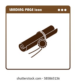 diploma, certificate, scroll, landing page icon