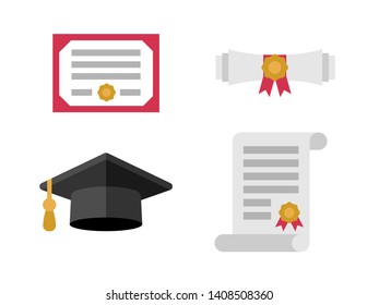 Diploma certificate set flat illustration
