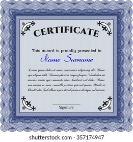 Diploma or certificate template. With background. Retro design. Diploma of completion.