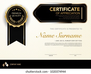 diploma certificate template black and gold color with luxury and modern style vector image.