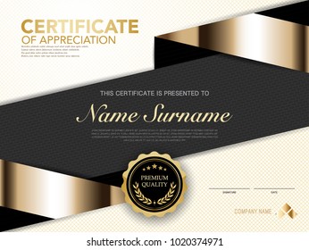 diploma certificate template black and gold color with luxury and modern style vector image.