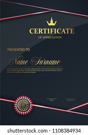 diploma certificate template black and gold color with luxury and modern style vector image.
