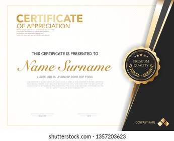 diploma certificate template black and gold color with luxury and modern style vector image.