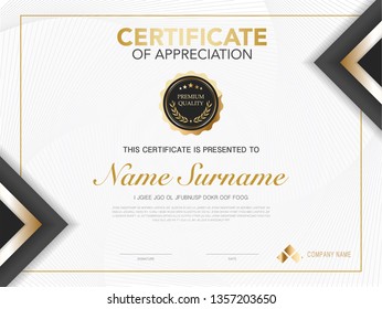 diploma certificate template black and gold color with luxury and modern style vector image.