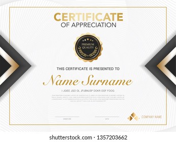 diploma certificate template black and gold color with luxury and modern style vector image.