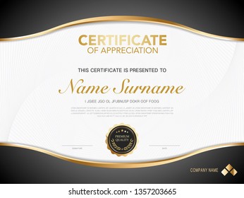 diploma certificate template black and gold color with luxury and modern style vector image.