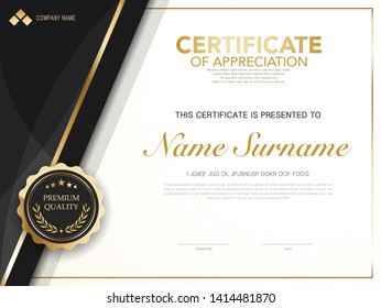 diploma certificate template black and gold color with luxury and modern style vector image.