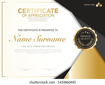 diploma certificate template black and gold color with luxury and modern style vector image.