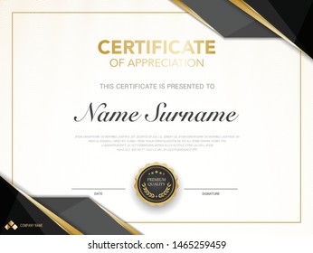 diploma certificate template black and gold color with luxury and modern style vector image.
