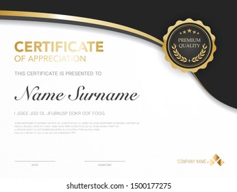 diploma certificate template black and gold color with luxury and modern style vector image.