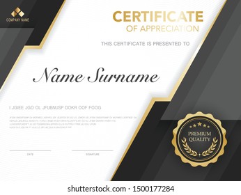 Diploma Certificate Template Black Gold Color Stock Vector (Royalty ...