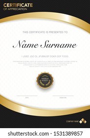 Diploma Certificate Template Black Gold Color Stock Vector (royalty 