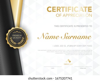 diploma certificate template black and gold color with luxury and modern style vector image, award suitable for appreciation.  Vector illustration.