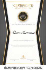 diploma certificate template black and gold color with luxury and modern style vector image, suitable for appreciation.  Vector illustration.